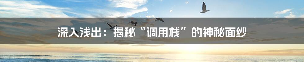 深入浅出：揭秘“调用栈”的神秘面纱