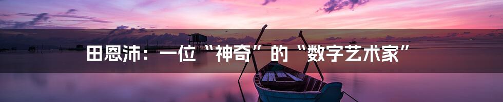 田恩沛:一位“神奇”的“数字艺术家”