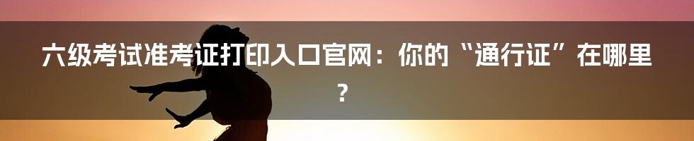 六级考试准考证打印入口官网:你的“通行证”在哪里?