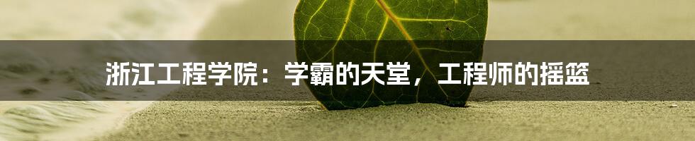浙江工程学院:学霸的天堂,工程师的摇篮