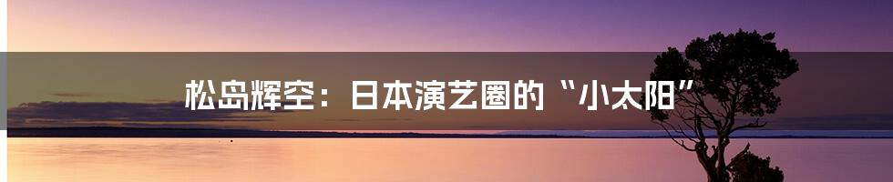 松岛辉空:日本演艺圈的“小太阳”