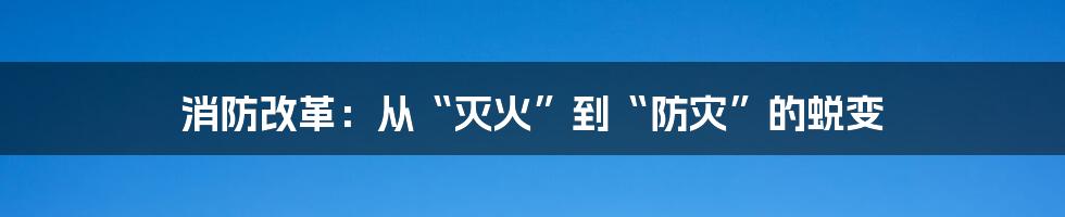 消防改革:从“灭火”到“防灾”的蜕变