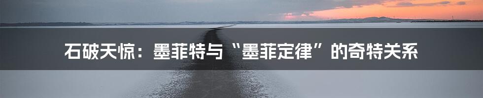 石破天惊:墨菲特与“墨菲定律”的奇特关系