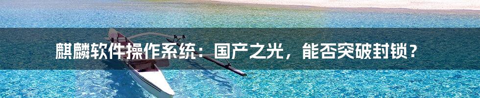 麒麟软件操作系统:国产之光,能否突破封锁?