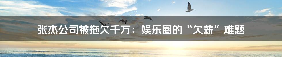 张杰公司被拖欠千万：娱乐圈的“欠薪”难题