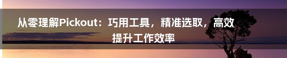 从零理解Pickout：巧用工具，精准选取，高效提升工作效率