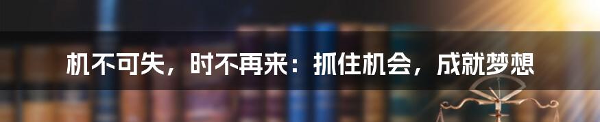 机不可失,时不再来:抓住机会,成就梦想