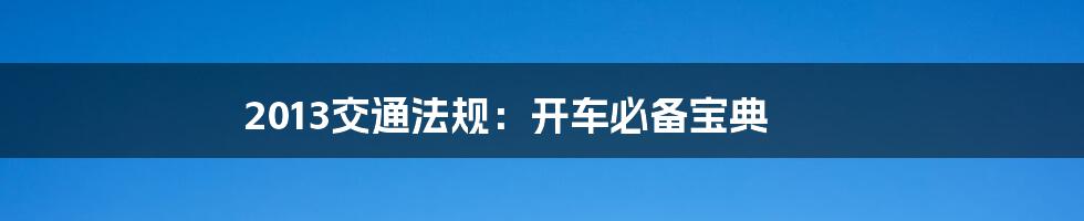 2013交通法规：开车必备宝典