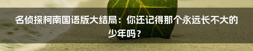 名侦探柯南国语版大结局:你还记得那个永远长不大的少年吗?