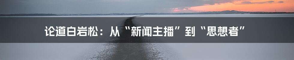 论道白岩松：从“新闻主播”到“思想者”