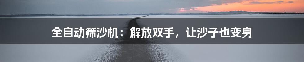 全自动筛沙机:解放双手,让沙子也变身