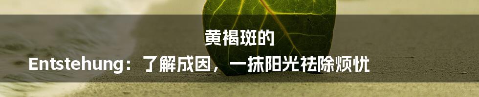 黄褐斑的 Entstehung:了解成因,一抹阳光祛除烦忧