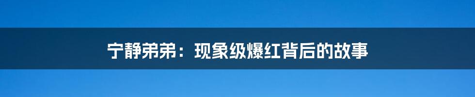 宁静弟弟:现象级爆红背后的故事