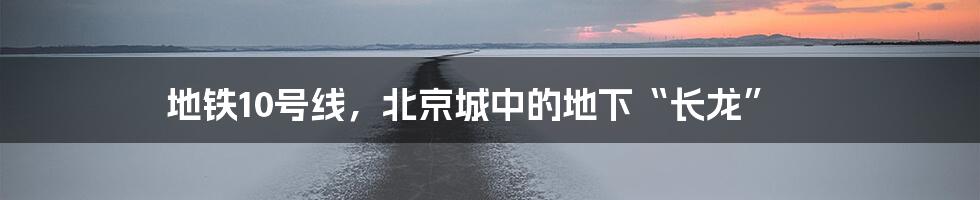 地铁10号线,北京城中的地下“长龙”