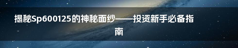 揭秘Sp600125的神秘面纱——投资新手必备指南