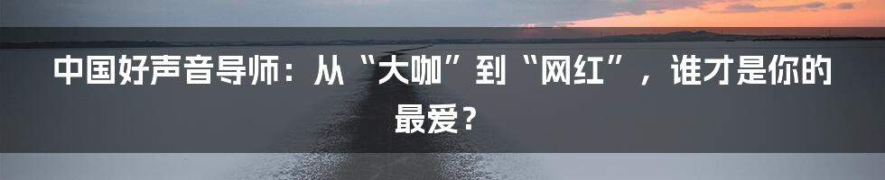 中国好声音导师:从“大咖”到“网红”,谁才是你的最爱?