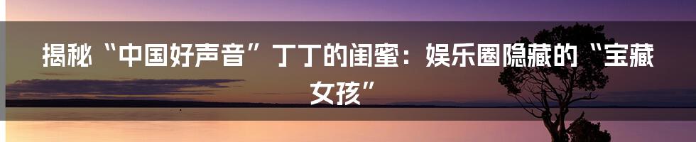 揭秘“中国好声音”丁丁的闺蜜：娱乐圈隐藏的“宝藏女孩”