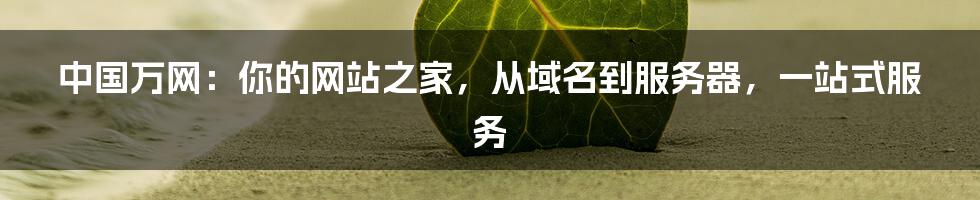 中国万网：你的网站之家，从域名到服务器，一站式服务