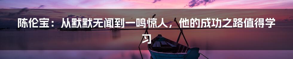 陈伦宝:从默默无闻到一鸣惊人,他的成功之路值得学习