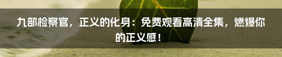 九部检察官,正义的化身:免费观看高清全集,燃爆你的正义感!