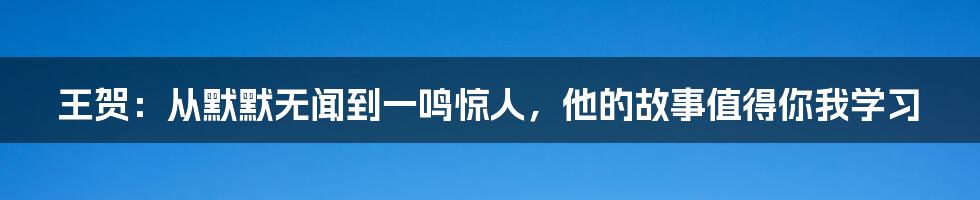 王贺：从默默无闻到一鸣惊人，他的故事值得你我学习