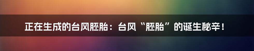正在生成的台风胚胎:台风“胚胎”的诞生秘辛!