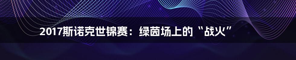 2017斯诺克世锦赛:绿茵场上的“战火”