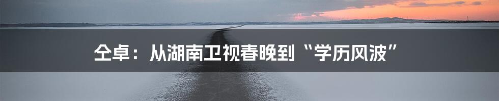 仝卓:从湖南卫视春晚到“学历风波”