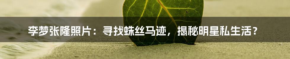 李梦张隆照片:寻找蛛丝马迹,揭秘明星私生活?