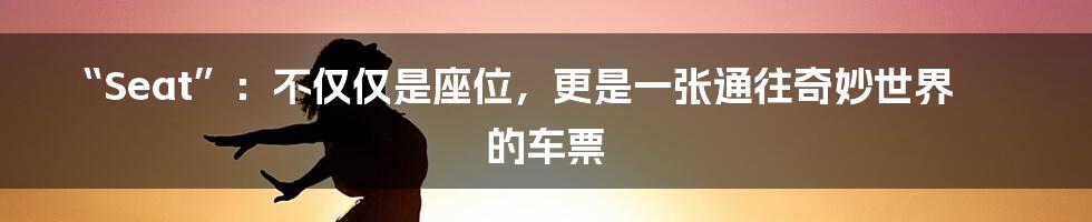 “Seat”:不仅仅是座位,更是一张通往奇妙世界的车票