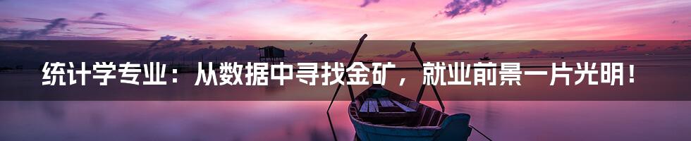 统计学专业:从数据中寻找金矿,就业前景一片光明!