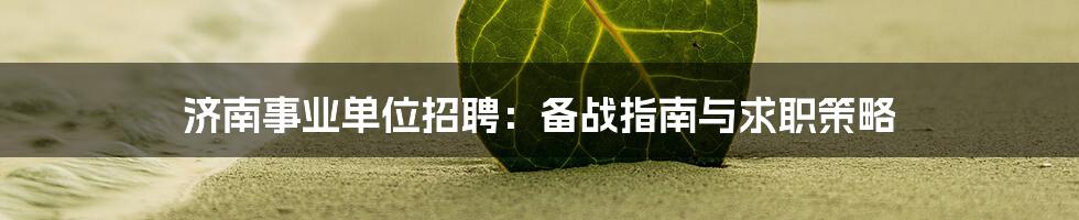 济南事业单位招聘：备战指南与求职策略