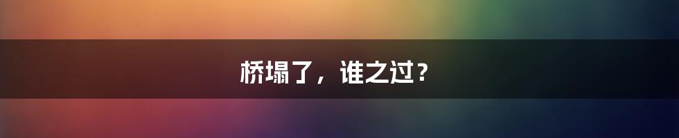 桥塌了，谁之过？