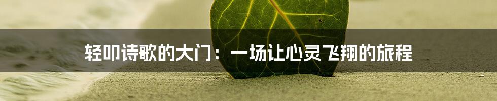 轻叩诗歌的大门：一场让心灵飞翔的旅程