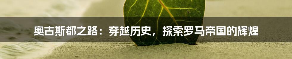 奥古斯都之路:穿越历史,探索罗马帝国的辉煌