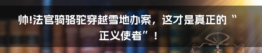 帅!法官骑骆驼穿越雪地办案,这才是真正的“正义使者”!