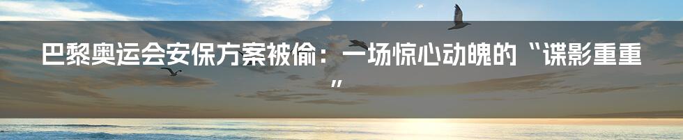 巴黎奥运会安保方案被偷：一场惊心动魄的“谍影重重”