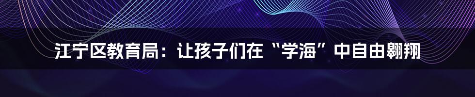 江宁区教育局:让孩子们在“学海”中自由翱翔