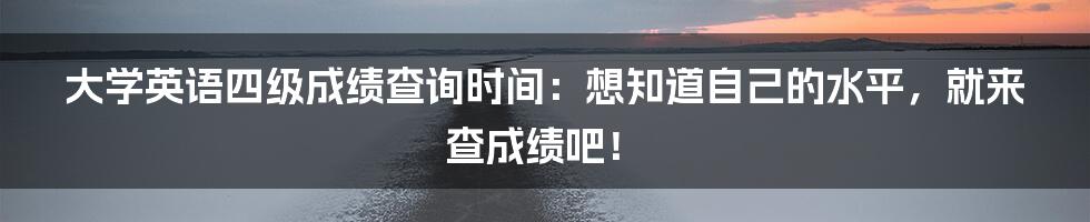 大学英语四级成绩查询时间:想知道自己的水平,就来查成绩吧!