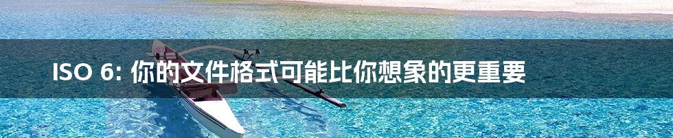 ISO 6: 你的文件格式可能比你想象的更重要