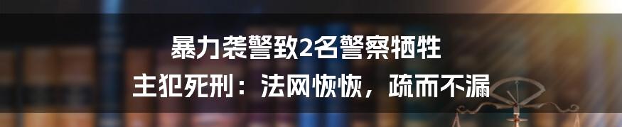 暴力袭警致2名警察牺牲 主犯死刑:法网恢恢,疏而不漏