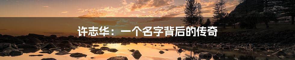 许志华:一个名字背后的传奇