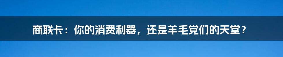 商联卡:你的消费利器,还是羊毛党们的天堂?