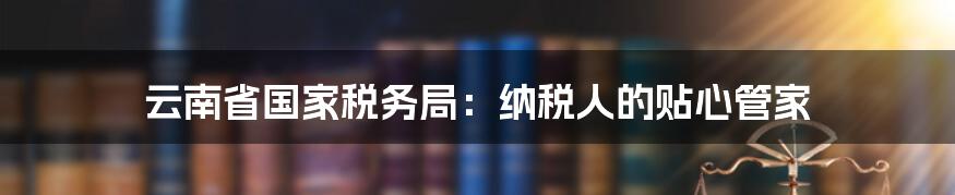 云南省国家税务局:纳税人的贴心管家