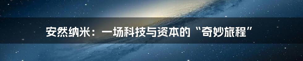 安然纳米:一场科技与资本的“奇妙旅程”