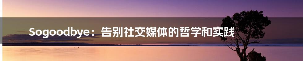Sogoodbye:告别社交媒体的哲学和实践