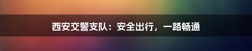 西安交警支队：安全出行，一路畅通