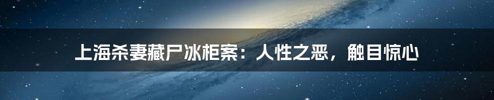 上海杀妻藏尸冰柜案：人性之恶，触目惊心