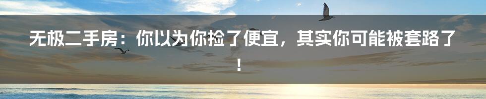 无极二手房:你以为你捡了便宜,其实你可能被套路了!