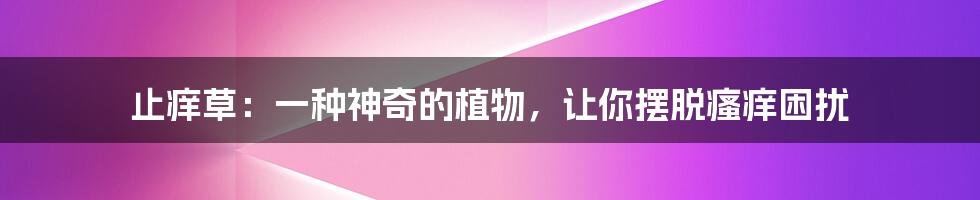 止痒草:一种神奇的植物,让你摆脱瘙痒困扰